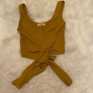 ILLA ILLA Mustard Tie Front Crop Top